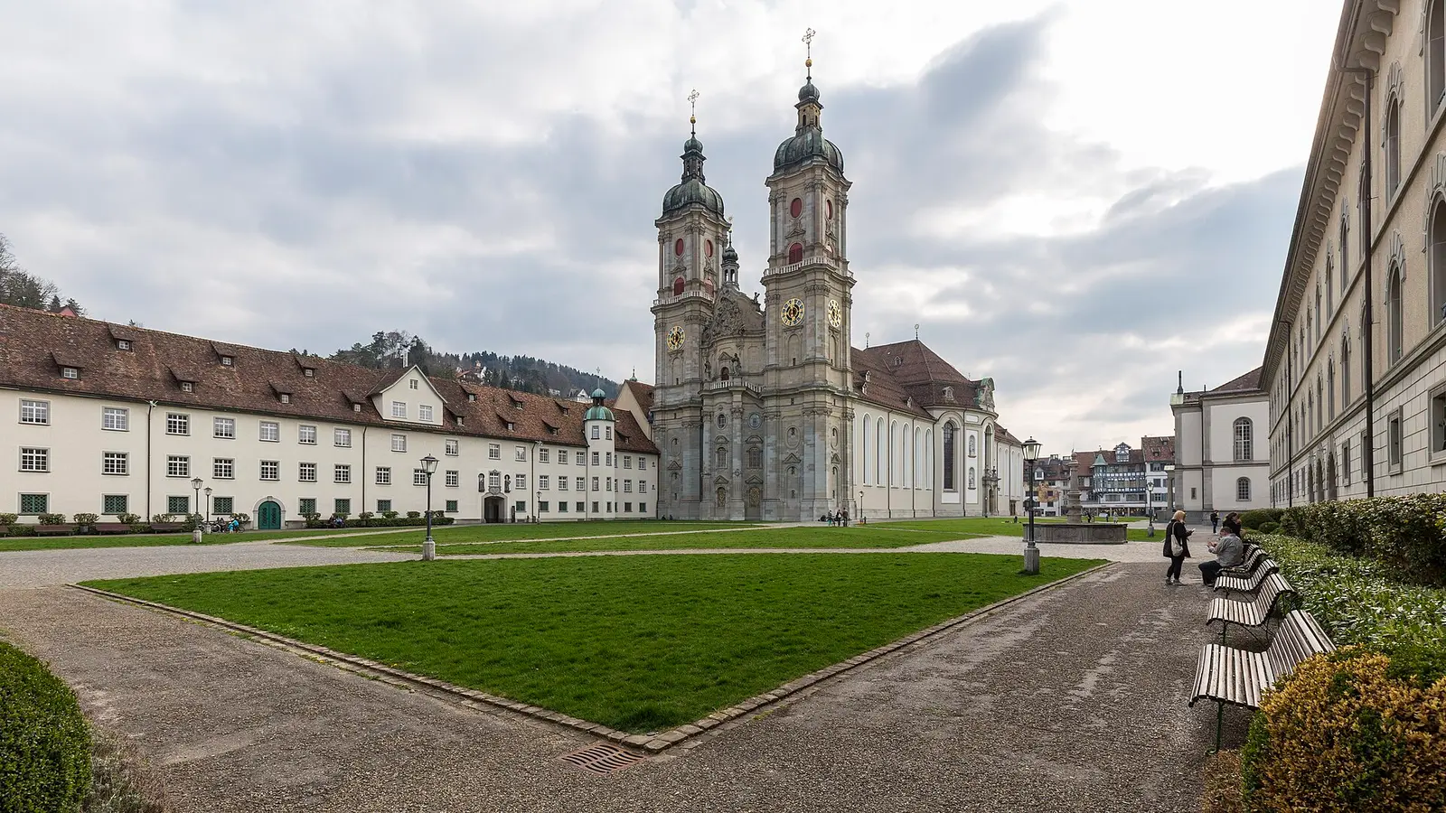 The Abbey District of St. Gallen with the cathedral and its lawn courtyard