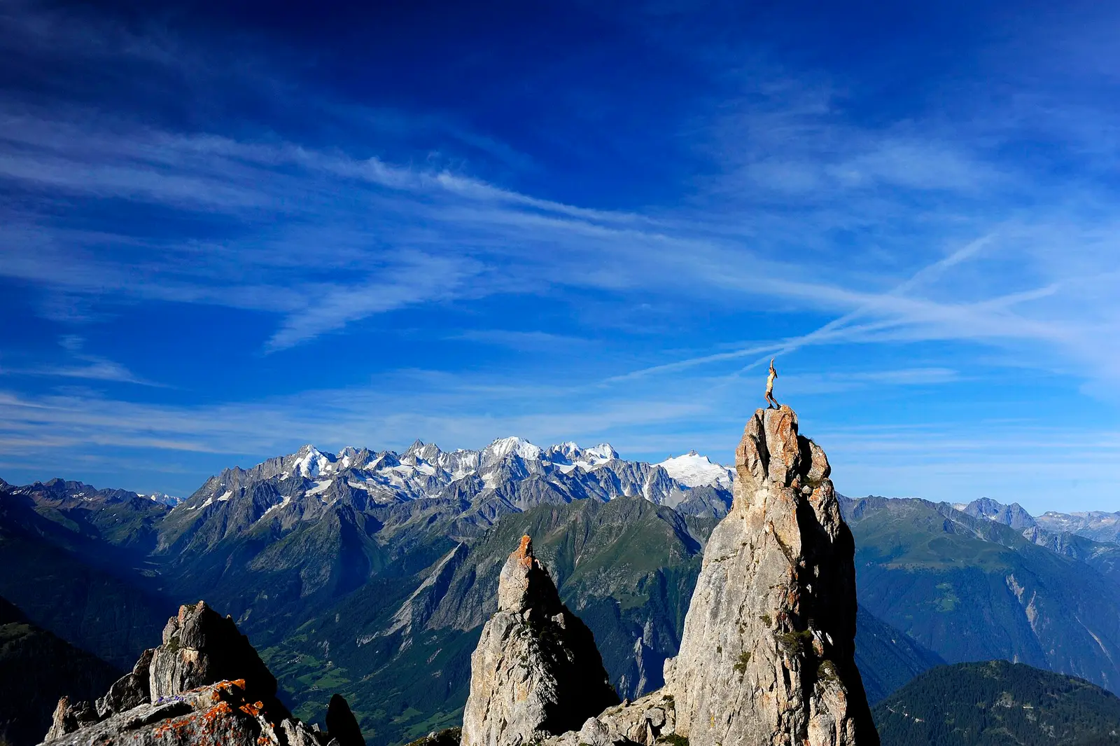 Rock pinnacles of Pierre Avoie above the Rhone valley near Verbier in summer